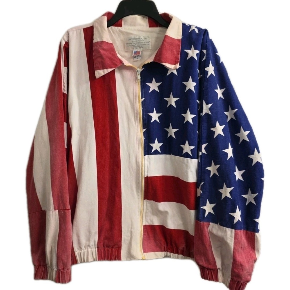 Vintage 1993 USA Patriotic American Flag Jacket by Limited Edition Size XL